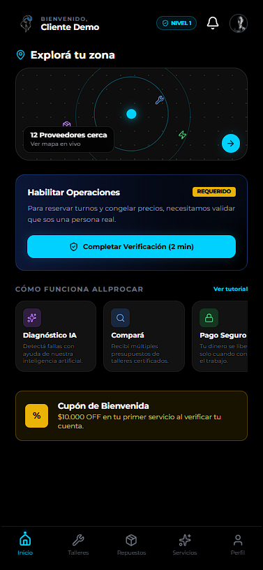Inicio claro para pedir ayuda